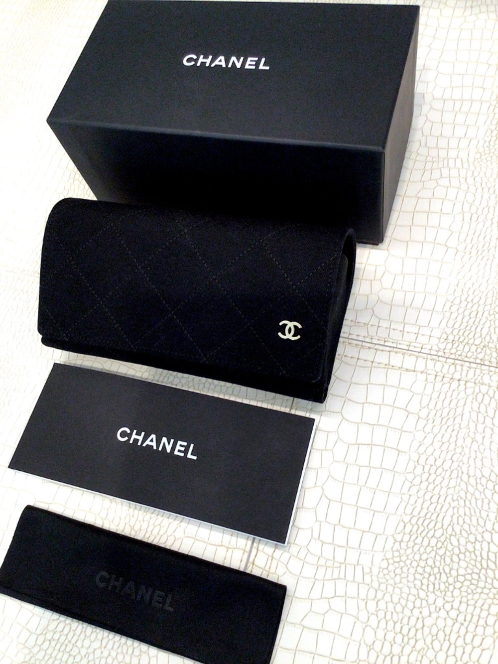 New JUMBO CHANEL Box, Case, Cleaning Coth & Booklet 100% Authentic